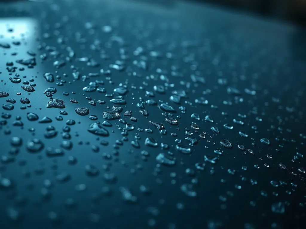 High-quality macro photo of a clean car surface with water b