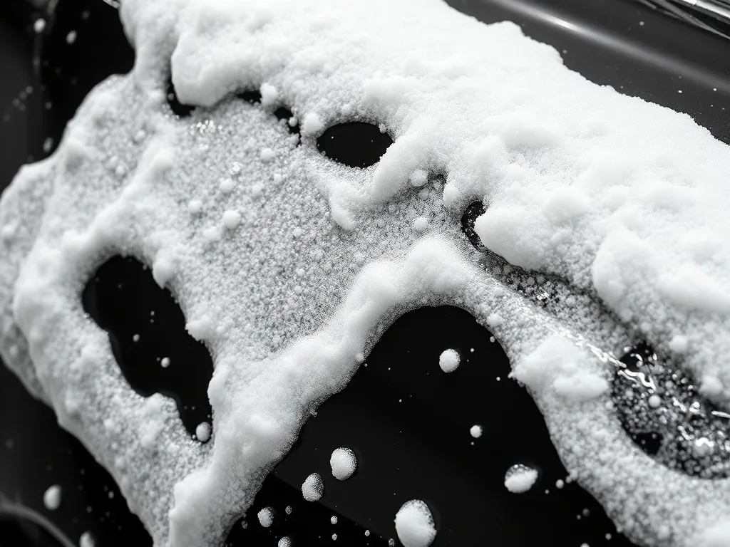 Close-up of a professional car detailing wash process with t