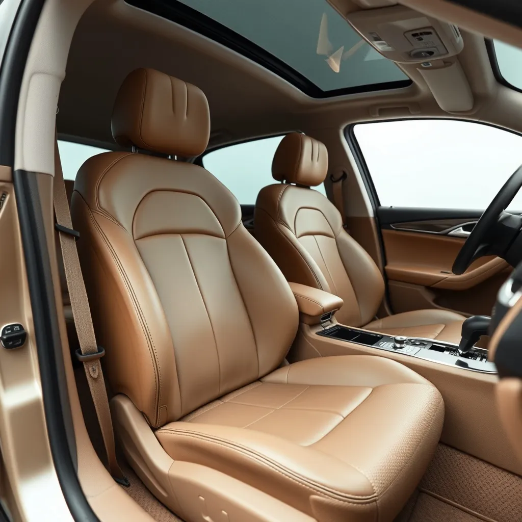 Car interior detailing, leather seat cleaning, vacuumed carp
